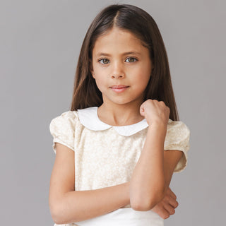 GIRLS Sandy Floral Linen Dress with Peter Pan Collar