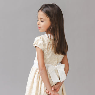 GIRLS Sandy Floral Linen Dress with Peter Pan Collar