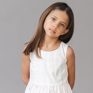 GIRLS Chateau Plaid Organic Button Back Party Dress