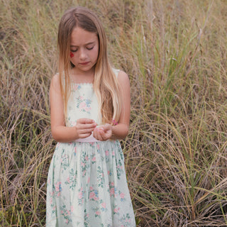 GIRLS Chateau Floral Organic Sleeveless Sateen Party Dress