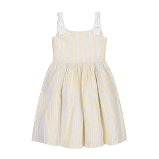 GIRLS Sunlit Stripe Linen Bow Shoulder Dress