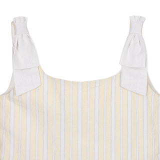 GIRLS Sunlit Stripe Linen Bow Shoulder Dress
