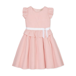 GIRLS Tonal Rose Seersucker Organic Seersucker Ruffle Sleeve Peplum Dress