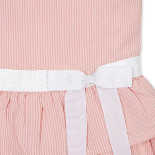GIRLS Tonal Rose Seersucker Organic Seersucker Ruffle Sleeve Peplum Dress