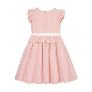 GIRLS Tonal Rose Seersucker Organic Seersucker Ruffle Sleeve Peplum Dress