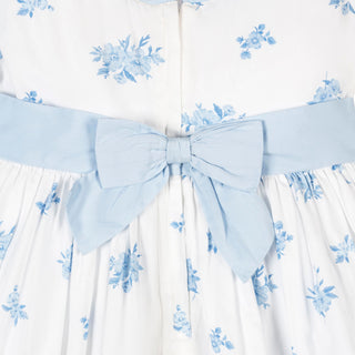 GIRLS Delft Floral Organic Puff Sleeve Sateen Dress