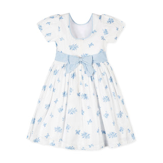 GIRLS Delft Floral Organic Puff Sleeve Sateen Dress