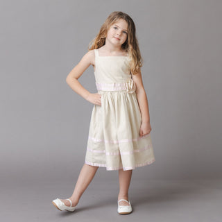 GIRLS Sand Linen Linen Cami Rosette Dress
