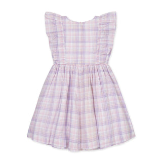 GIRLS Monet Plaid Linen Flutter Sleeve Pinafore Dress
