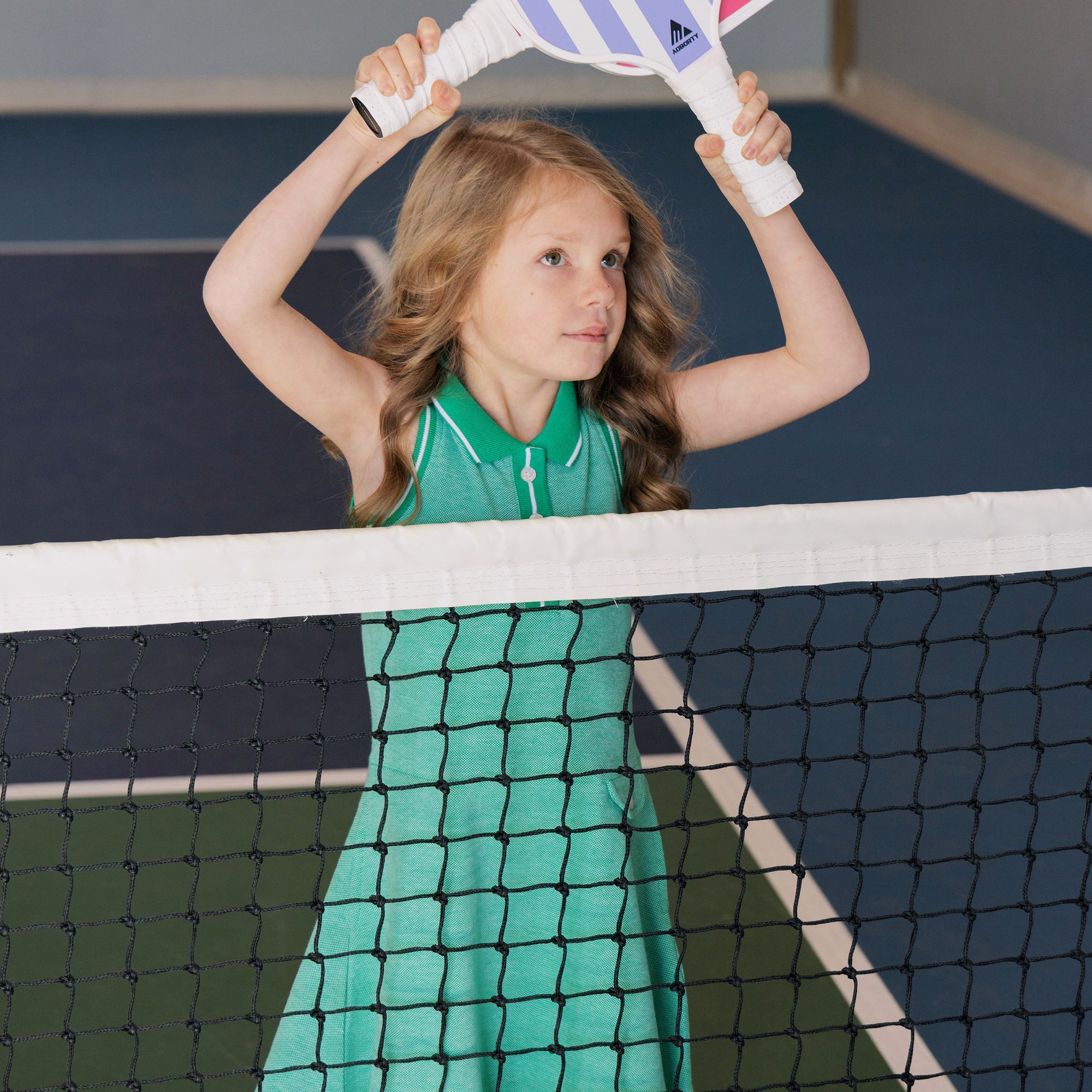 slim fit dress slacks Hope & Henry Girls' Organic Sleeveless Pique Polo Dress, Kelly Green, 3