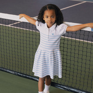 GIRLS Bluebell Stripe Organic Pique Polo Dress