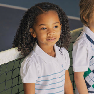 GIRLS Bluebell Stripe Organic Pique Polo Dress