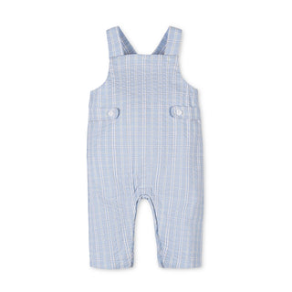 LAYETTE Blue Chateau Check Organic Seersucker Overall