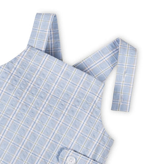 LAYETTE Blue Chateau Check Organic Seersucker Overall
