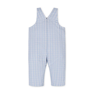 LAYETTE Blue Chateau Check Organic Seersucker Overall
