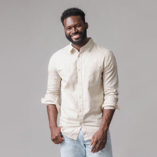 MENS Sand Linen Linen Button Down Shirt