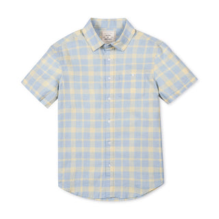 MENS Sunlit Plaid Linen Short Sleeve Button Down Shirt