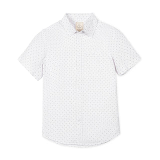 MENS Delft Dot Seersucker Organic Short Sleeve Seersucker Shirt