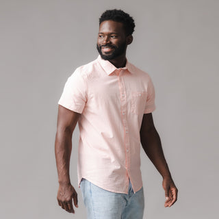MENS Tonal Rose Seersucker Organic Short Sleeve Seersucker Shirt