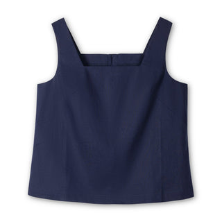 WOMENS Navy Linen Linen Square Neck Tank