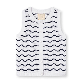 WOMENS Navy Wiggle Organic Button Front Sweater Tank