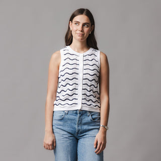 WOMENS Navy Wiggle Organic Button Front Sweater Tank