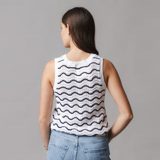WOMENS Navy Wiggle Organic Button Front Sweater Tank