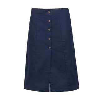 WOMENS Navy Linen Linen Button Front Skirt
