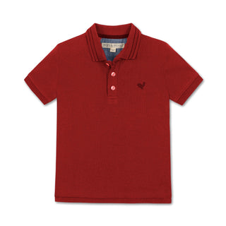 BOYS Summer Red Organic Pique Polo