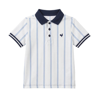 BOYS Baseball Vert Stripe Organic Jersey Polo