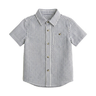 BOYS Railroad Stripe Linen Short Sleeve Shirt