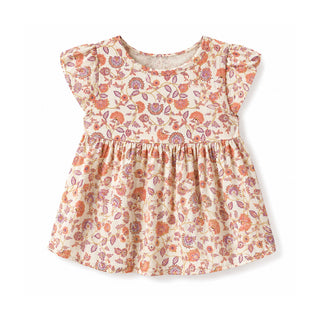 GIRLS Desert Floral Linen Empire Waist Swing Top
