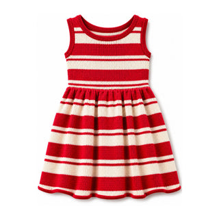 GIRLS Summer Red Stripe Organic Sleeveless Sweater Dress