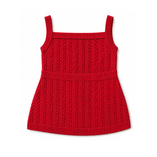 GIRLS Summer Red Organic Peplum Sweater Tank