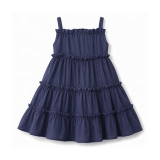 GIRLS Navy Organic Cotton Tiered Sundress