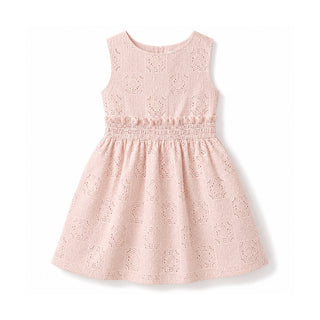GIRLS Peach Eyelet Organic Eyelet Open Back Sundress