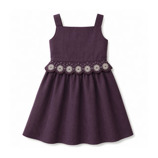 GIRLS Plum Linen Peplum Sundress with Embroidery