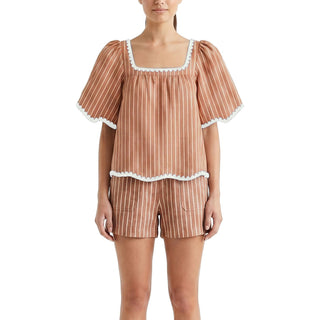 WOMENS Canyon Stripe Linen Pull-On Short