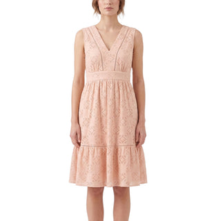 WOMENS Peach Eyelet Organic Eyelet V-Neck Flounce Dress
