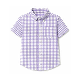 BOYS Violet Gingham Linen Short Sleeve Shirt