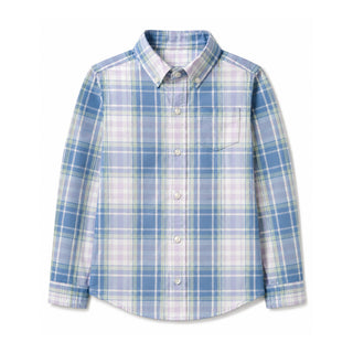 BOYS Museum Multi Plaid Organic Stretch Poplin Shirt