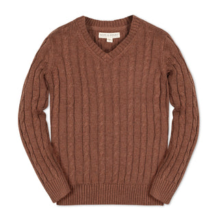 Organic Fine Gauge Cable V-Neck Sweater - Baby