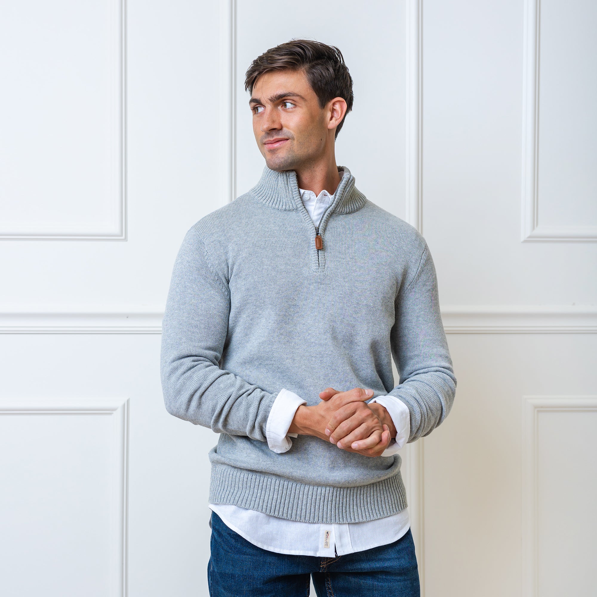 Hope u0026 Henry Mens' Half Zip Pullover Sweater (Grey Half Zip