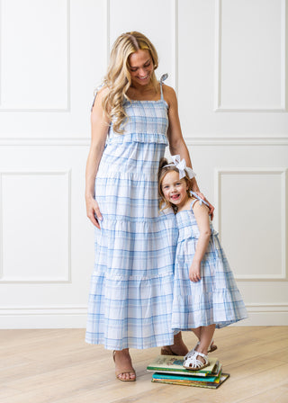mommy and me blue dresses Darling Dusty Blue Mommy and Me Matching Dresses, 12-18 Months