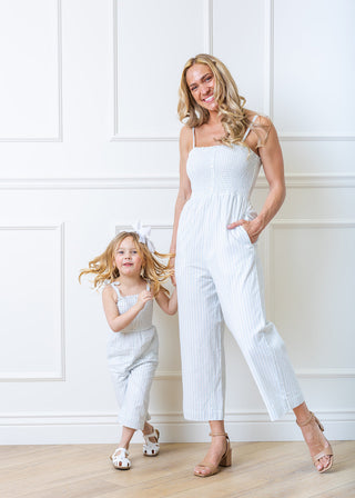 Smocked Button Front Jumpsuit