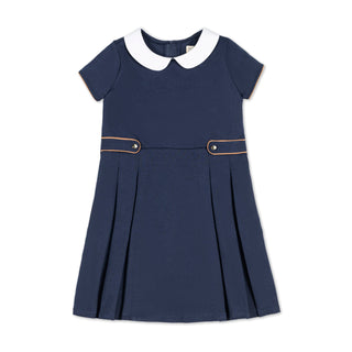 Pleated Ponte Dress with Collar