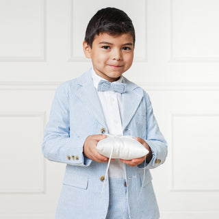 BOYS Blue Seersucker Seersucker Bow Tie