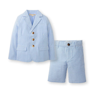 Blue Stripe Seersucker Suit Jacket & Short Gift Set - Baby