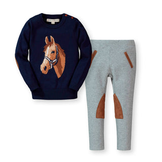 Horse Sweater & Ponte Riding Pant Gift Set - Baby
