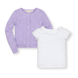 Knit Tulip Sleeve Top & Scallop Edge Cardigan Gift Set - Baby